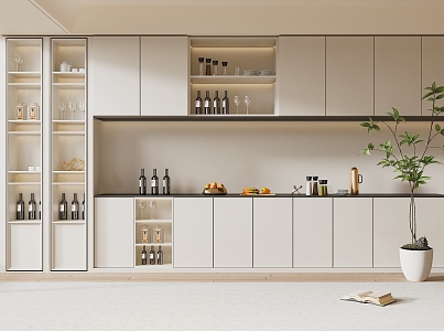 Modern Wine Cabinet Cream Wine Cabinet 3d model