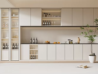 Modern Wine Cabinet Cream Wine Cabinet 3d model