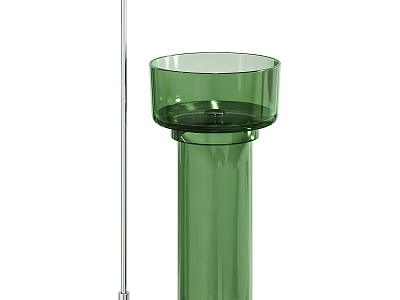 Elegant Green Glass Washbasin with Transparent Bowl and Cylindrical Pedestal 3d model