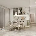 Modern Living Dining Room Interior With Marble TV Wall Sofa Coffee Table And Dining Chairs