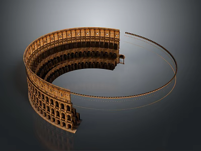 Ancient Roman Colosseum Architectural Model With Circular Arches And Layered Structure 3d model