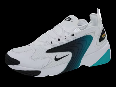 Nike Zoom Athletic Sneakers White With Blue And Black Design Details 3d model