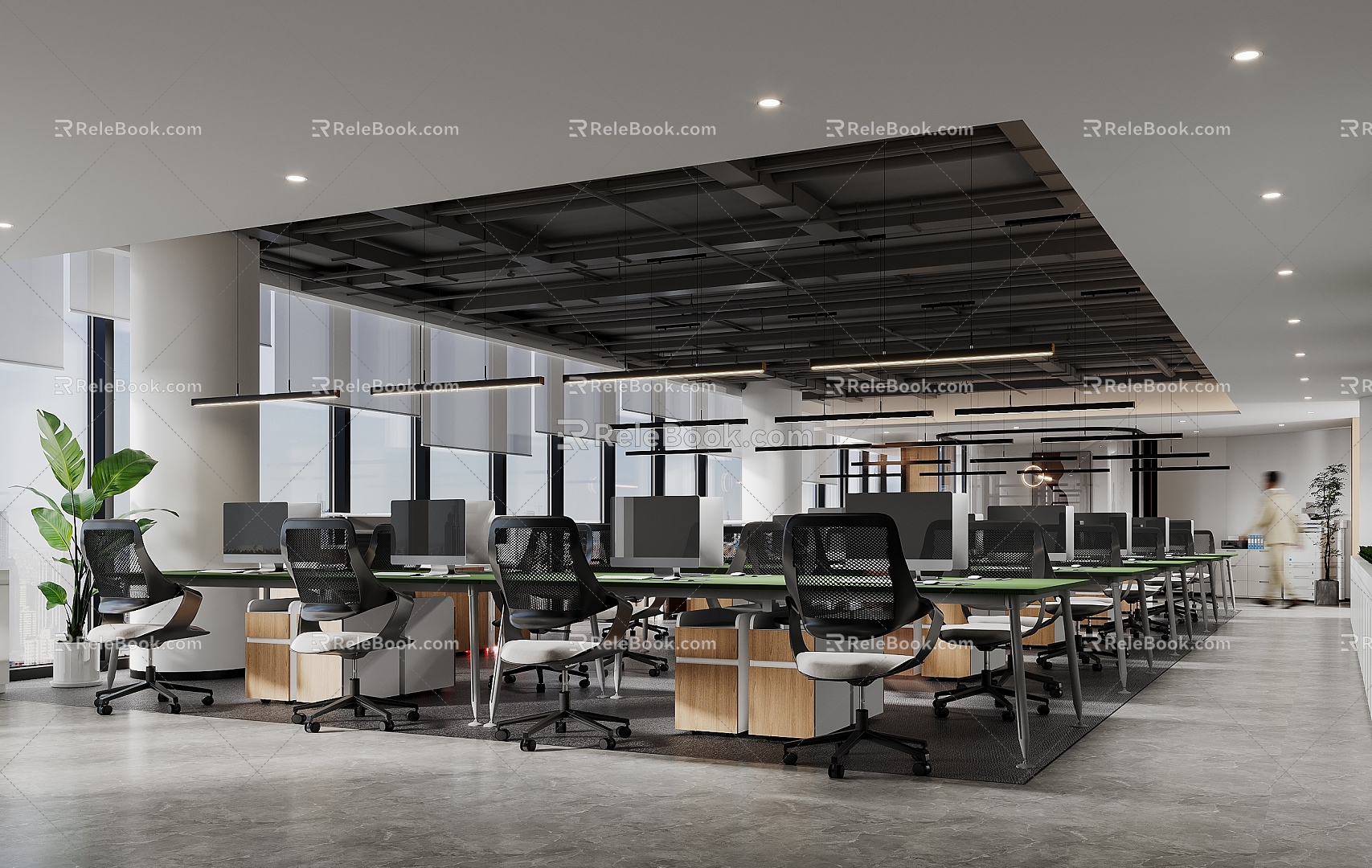 Modern public office area open office 3d model