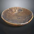 Ancient Hand Carved Wooden Bowl Sculptural Carving With Traditional Texture And Worn Surface
