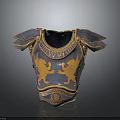 Ornate Medieval Armor Breastplate Featuring Golden Lion Motifs And Intricate Decorative Design