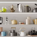 Modern Daily Electrical Appliances Display On White Shelves With Various Design And Material Styles