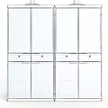 Laboratory Storage Cabinets With Flammable Chemical Bottles And Safety Labels