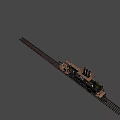 Vintage Steam Locomotive Design With Metal Structure On Railway Tracks