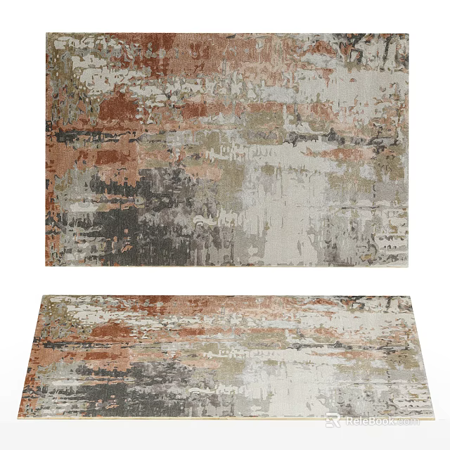 Modern Square Carpet With Abstract Colorful Pattern In Gray Brown And Beige Tones 3d model