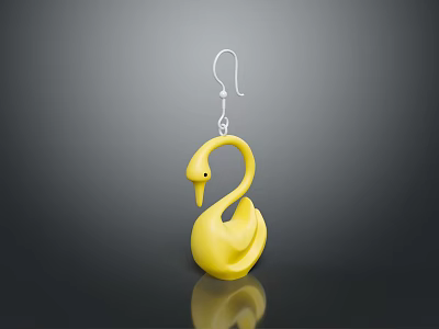 Yellow Swan Shaped Hardware Tool Hook With Decorative Design For Home Hanging Use 3d model