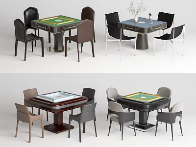 Modern Entertainment Tables With Green Game Surfaces Matching Chairs And Decorative Items 3d model