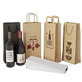 Assorted Wine Paper Bags With Grape Wine Glass Art And Wine Bottles