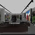 Modern Clothing Store Interior With Display Racks Sofas Green Plants And Lighting