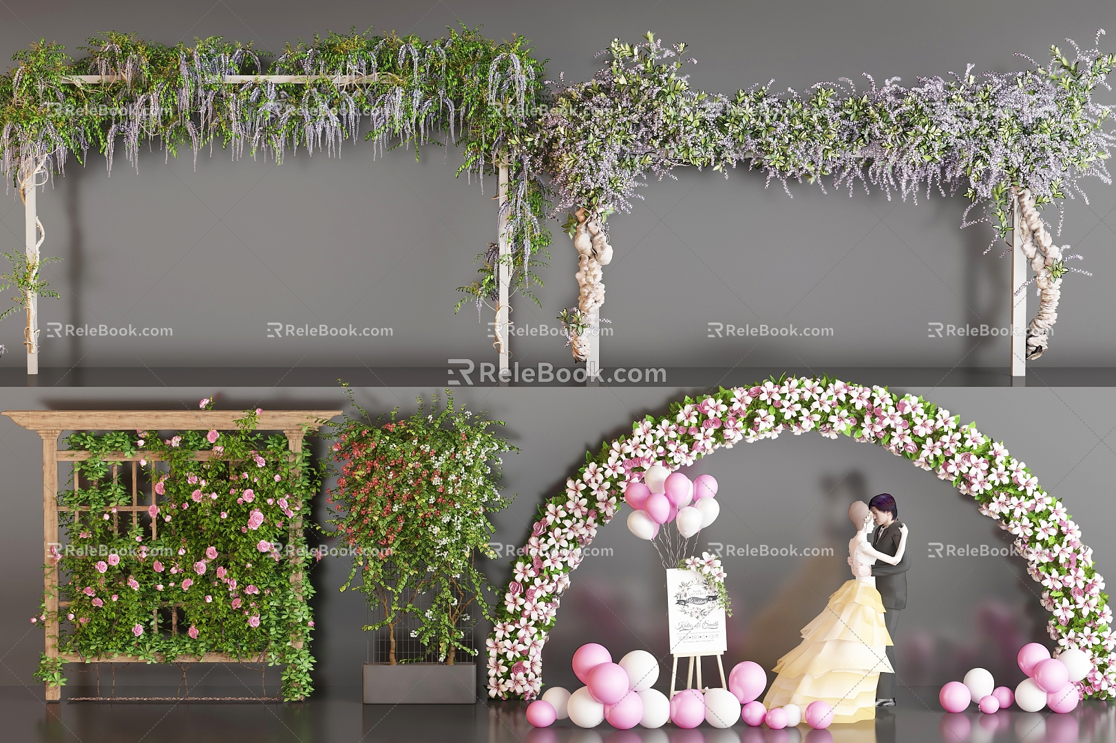 Green Plant Vine Arch Flower Frame Vine Plant Rose Climbing Vine Ivy Flower Type Plant Arch Wedding Man 3d model