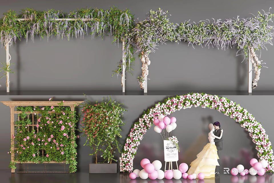 Vines Decor Ideas for Wedding Arches Green Walls 3d model 
