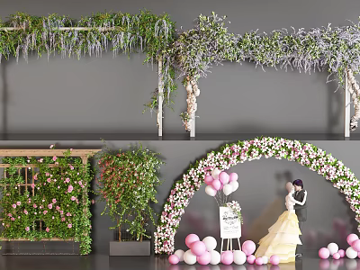 Vines Decor Ideas for Wedding Arches Green Walls 3d model