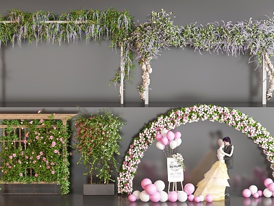 Green Plant Vine Arch Flower Frame Vine Plant Rose Climbing Vine Ivy Flower Type Plant Arch Wedding Man 3d model