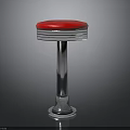 Unique Red Seat Stool With Shiny Metal Base And Modern Design