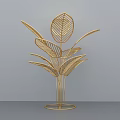 Stylish Golden Metal Leaf Shaped Ornament Decor Combination for Home Decoration