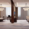 Luxurious Hotel Room Interior With King Bed Sofa TV And Chandelier Decor