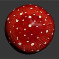 Vibrant Red Mushroom Vegetable with White Spots and White Stem on Dark Background