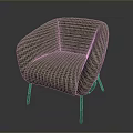 Modern Brown Fabric Chair with Curved Backrest and Black Thin Legs