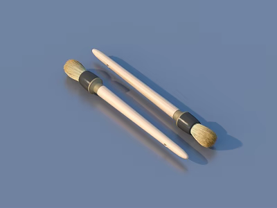 Practical Daily Use Brushes Featuring Wooden Handles And Black Bands 3d model