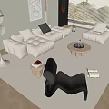 Modern Sofa Coffee Table Combination Cream Sofa Combination 3d model