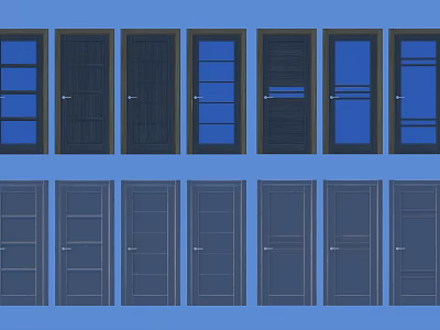 Various Hinged Doors Design For Home Interior With Glass And Wooden Panels 3d model