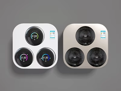 Square Shaped Smart Control Devices With Three Circular Display Units For Daily Use Appliances 3d model