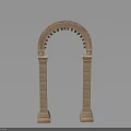 Classic Architectural Arch Structure With Brick Columns And Checkerboard Top Design 3d model
