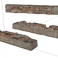 Rustic Building Exterior Wall With Exposed Red Bricks And Concrete Mixed Design 3d model