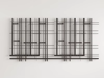 Black Metal Pipes Wall Decoration in Geometric Patterns with Interlaced Structure and Modern Artistic Feel 3d model