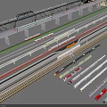 Various Colored Train Carriages on Multiple Tracks at Train Station Platform