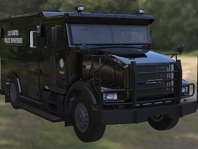 Black Police Emergency Response Utility Vehicle With Emergency Lights And Front Grille 3d model