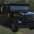 Black Police Emergency Response Utility Vehicle With Emergency Lights And Front Grille