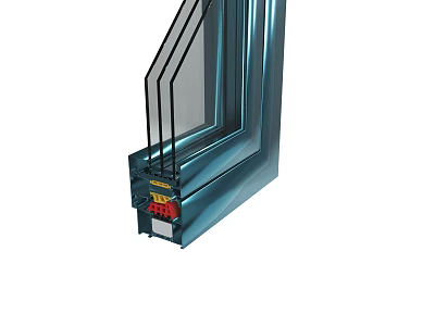 Aluminum Window Frame Structure With Multiple Glass Panes And Thermal Insulation 3d model