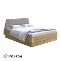Double Bed With Quilted Gray Headboard Wooden Frame And White Linens