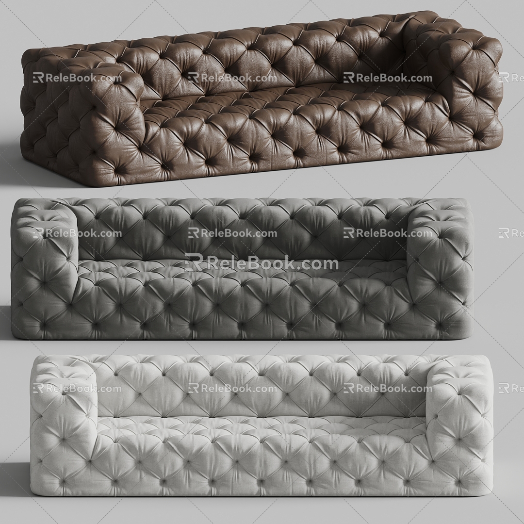 Turri French Multiplayer Sofa Leather Sofa 3d model