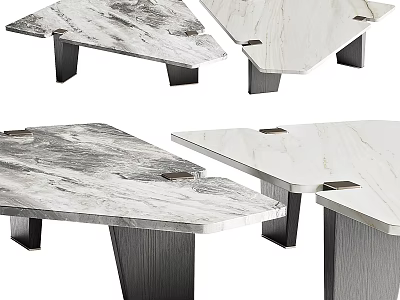 Elegant Modern Marble Tables With Smooth Tabletop And Sturdy Black Legs 3d model