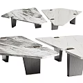 Elegant Modern Marble Tables With Smooth Tabletop And Sturdy Black Legs 3d model