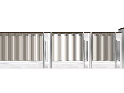 Modern Building Exterior Wall With Vertical Stripe Design Metal Panels And Structured Sections 3d model