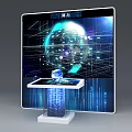 Smart Network Data Visualization on Large Screen With Globe and Blue Light Base