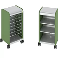Other Two Green Storage Carts With Wheels Featuring Multiple Metal Shelves And Racks Design