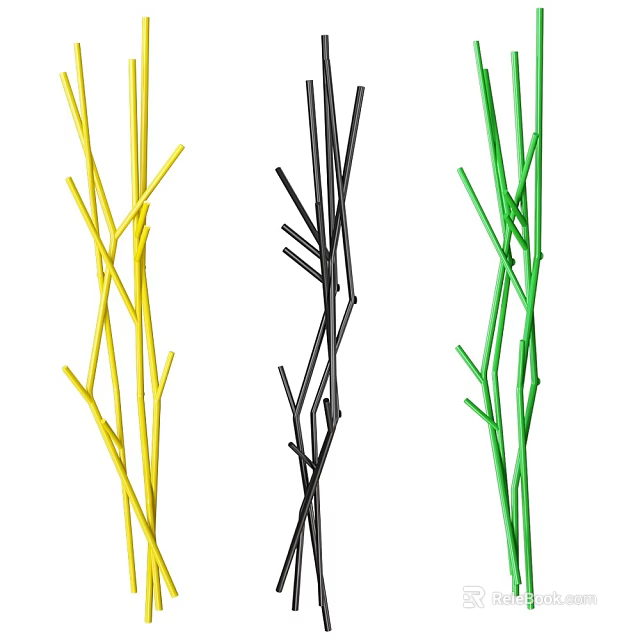 Modern Slim Yellow Black Green Hangers with Minimalist Design for Closet Organization 3d model 