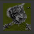 3D Terrain Model With Rocky Mountain Green Grass And White Surface Details
