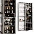 Modern Wine Cabinet Interior With Glass Doors Wine Bottles And Wine Glasses