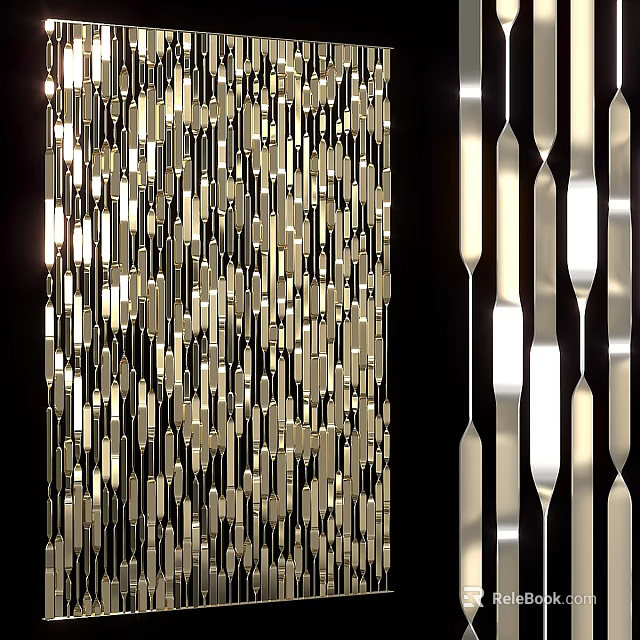 Elegant Modern Shiny Metal Hanging Strips Wall Decor For Interior Design 3d model 