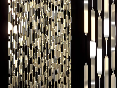 Elegant Modern Shiny Metal Hanging Strips Wall Decor For Interior Design 3d model