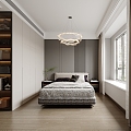 Master Bedroom Horizontal Fashion Light Luxury 3d model